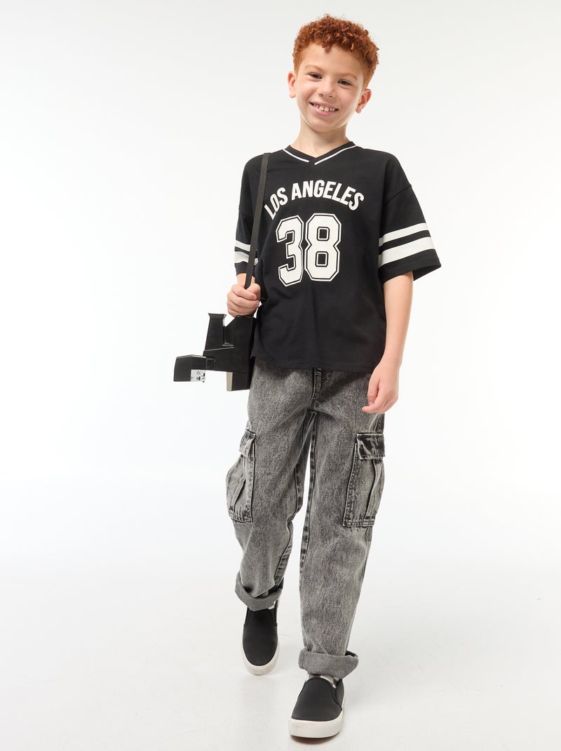 T-shirt esprit baseball Noir - Kiabi