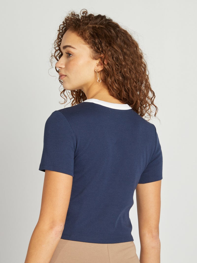 T-shirt esprit campus Bleu - Kiabi