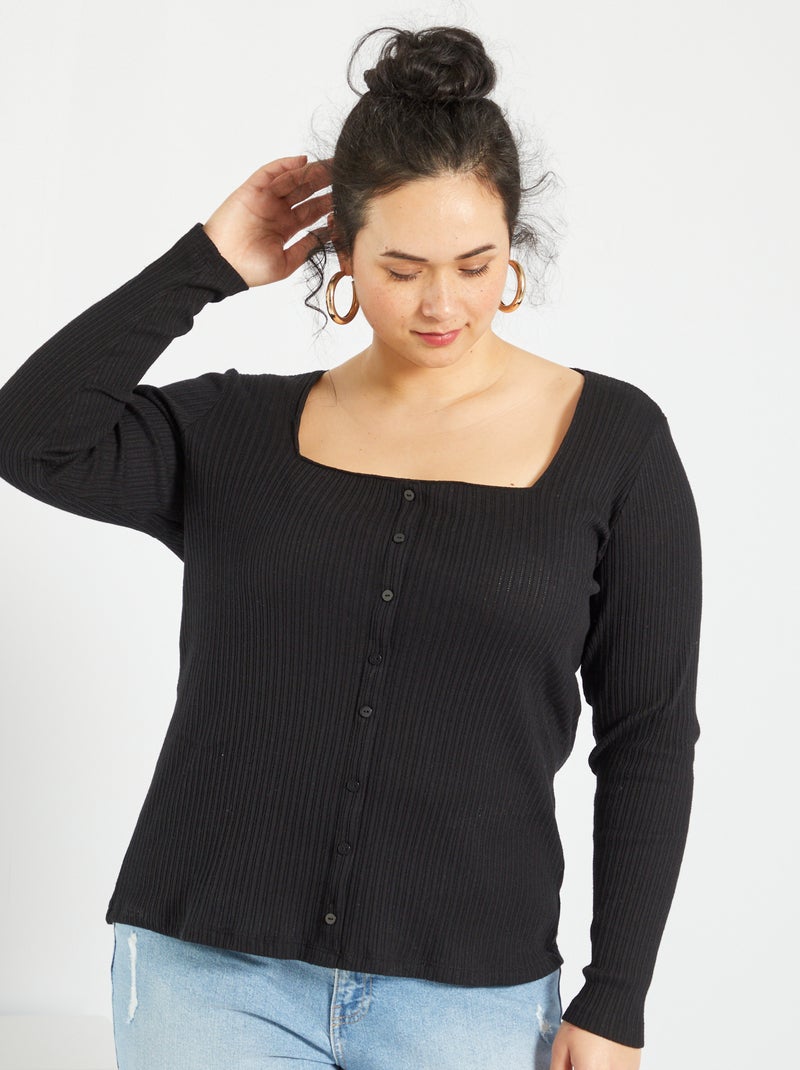 T-shirt esprit gilet noir - Kiabi