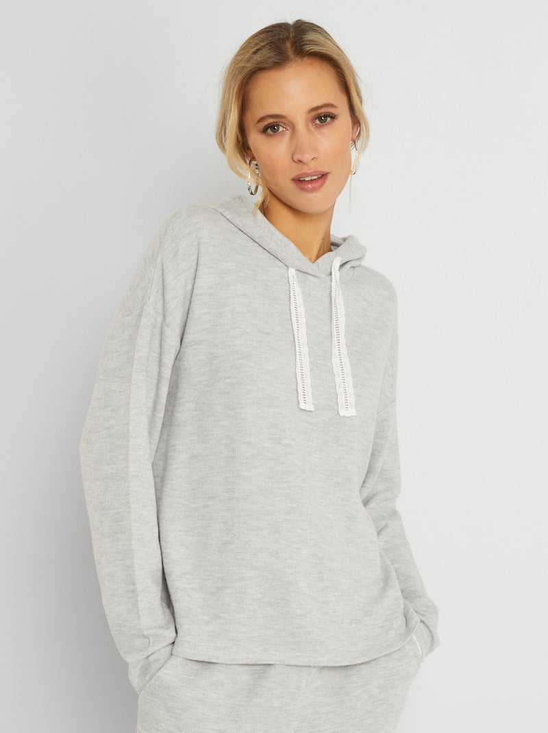 T-shirt esprit sweat à capuche Gris - Kiabi