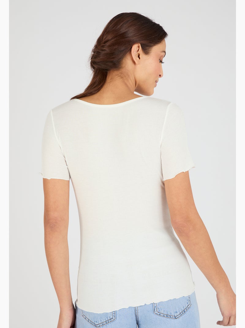 T-shirt Essential en fine côte - Damart Blanc - Kiabi