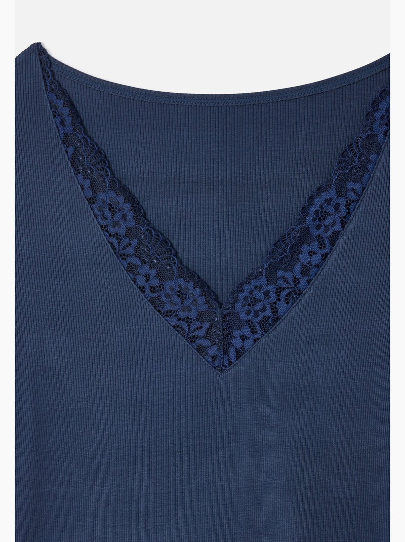 T-shirt Essential en fine côte - Damart Bleu - Kiabi