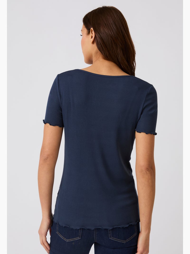 T-shirt Essential en fine côte - Damart Bleu - Kiabi