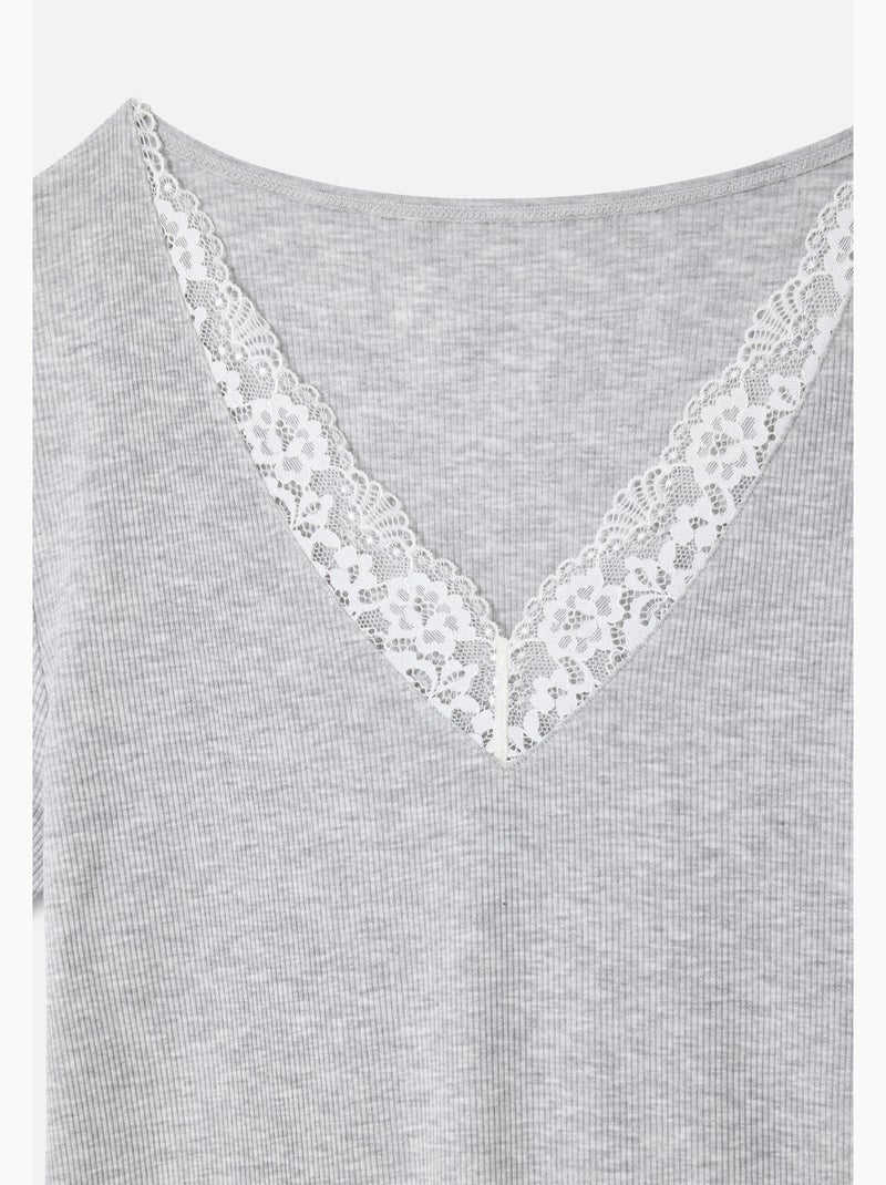 T-shirt Essential en fine côte - Damart Gris - Kiabi