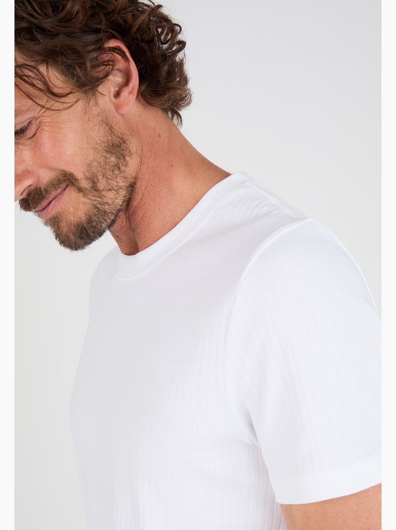 T-shirt Essential en maille côtelée - Damart Blanc - Kiabi