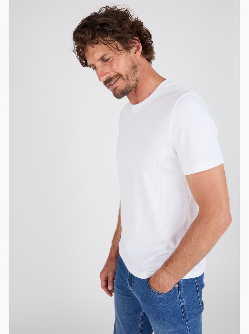 T-shirt Essential en maille côtelée - Damart Blanc - Kiabi