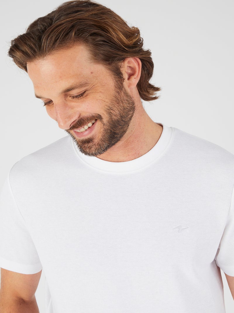 T-shirt Essential en maille gaufrée - Damart Blanc - Kiabi