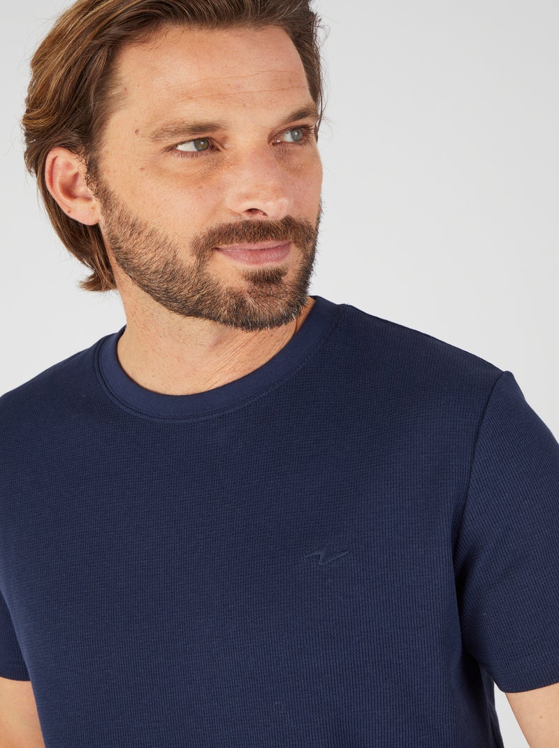 T-shirt Essential en maille gaufrée - Damart Bleu marine - Kiabi