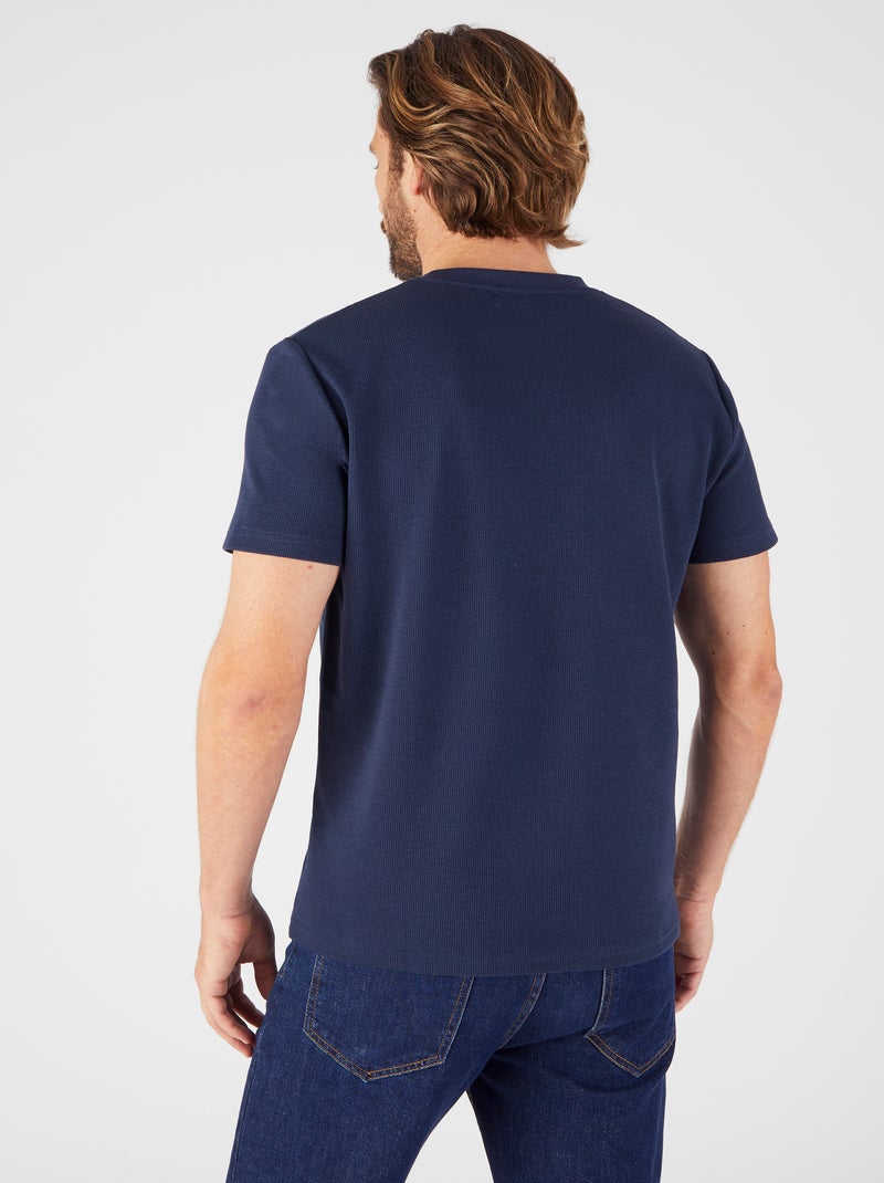 T-shirt Essential en maille gaufrée - Damart Bleu marine - Kiabi
