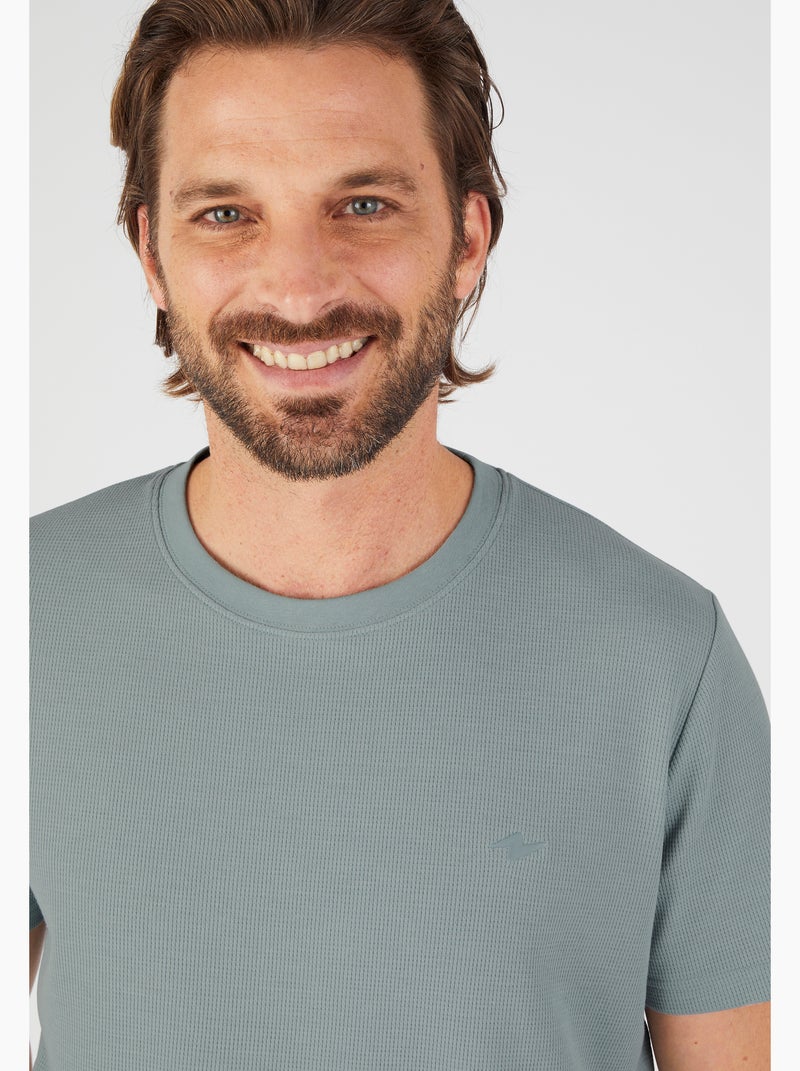 T-shirt Essential en maille gaufrée - Damart Gris chiné - Kiabi