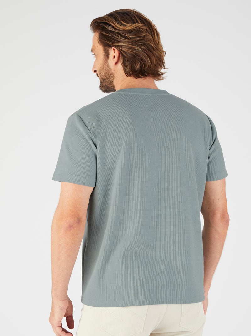 T-shirt Essential en maille gaufrée - Damart Gris Vert - Kiabi