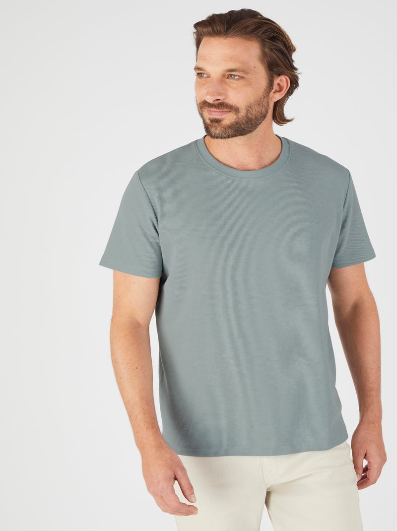 T-shirt Essential en maille gaufrée - Damart Gris Vert - Kiabi