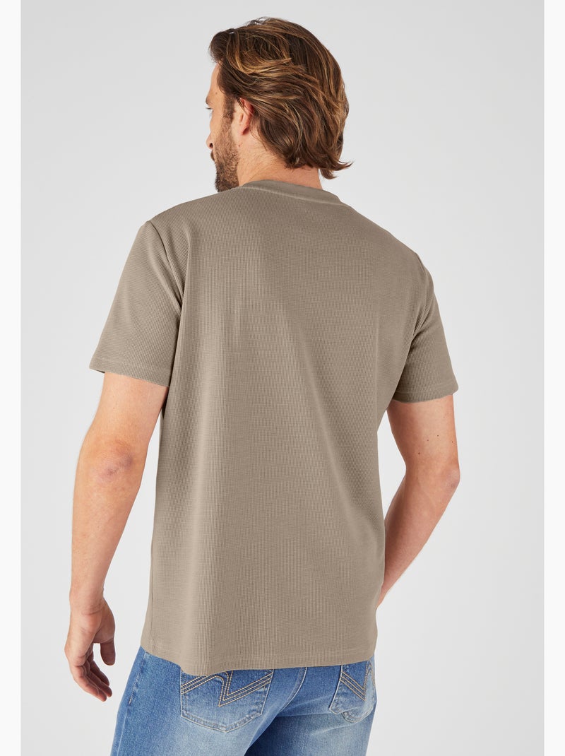 T-shirt Essential en maille gaufrée - Damart Marron - Kiabi