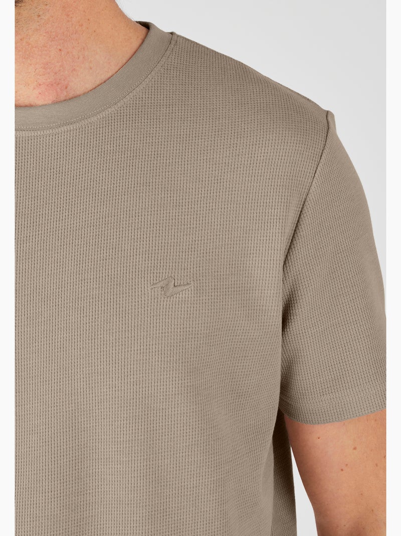 T-shirt Essential en maille gaufrée - Damart Marron - Kiabi