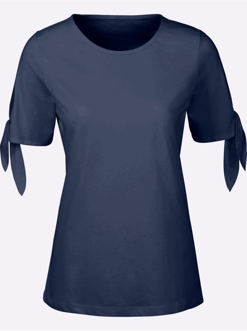 T-shirt estival à petites fentes et manches légères à nouer - Taille standard - Moda Vilona - Kiabi