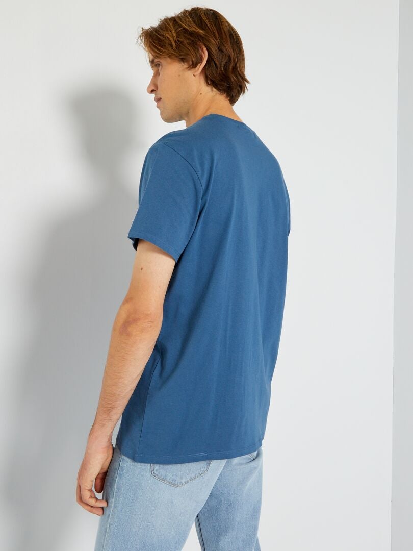 Tee Shirt Bleu coupe Slim Col rond LIFE | Homme