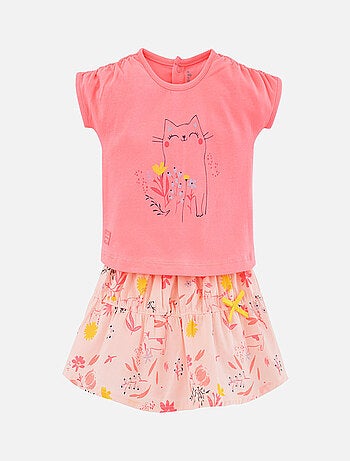 T SHIRT ET JUPE "FLEURS SAUVAGES