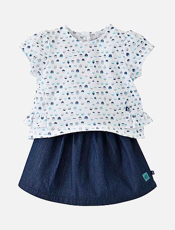 T-SHIRT ET JUPE SHORT MENTHE A L'EAU
