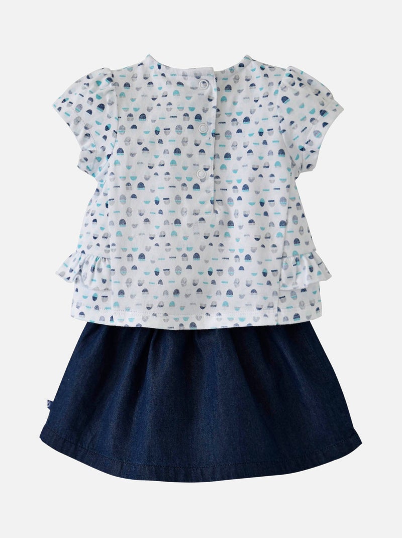T-SHIRT ET JUPE SHORT MENTHE A L'EAU Blanc - Kiabi