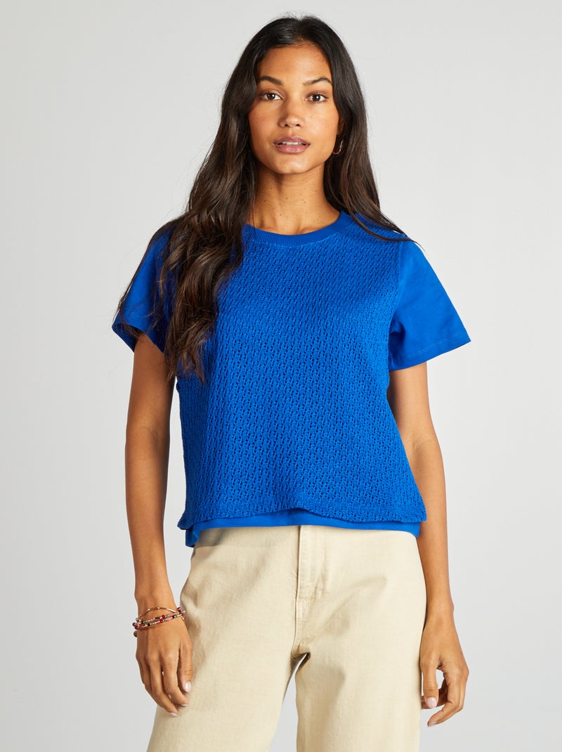 T-shirt et pull effet 2 en 1 - 1 pièce Bleu - Kiabi