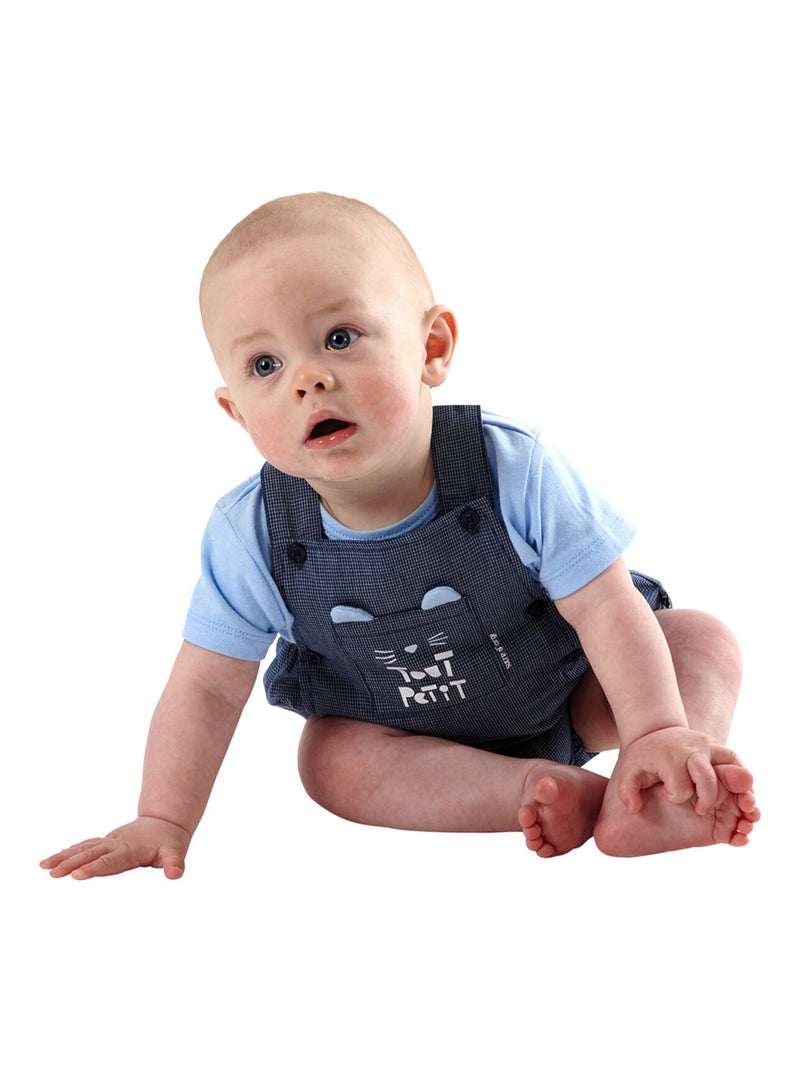T SHIRT ET SALOPETTE COURTE 1/12 MOIS ADAM Bleu - Kiabi
