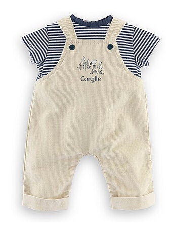 T-Shirt et Salopette Écru Bords de Loire pour poupon 36 cm