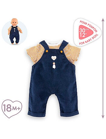 T-Shirt et Salopette Marine pour poupon 30 cm