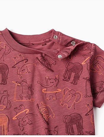 T-shirt et short en coton avec motif animalier