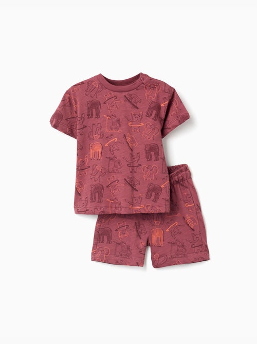 T-shirt et short en coton avec motif animalier - Kiabi