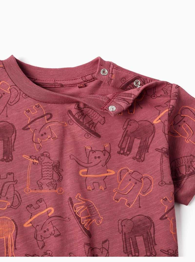 T-shirt et short en coton avec motif animalier Marron - Kiabi