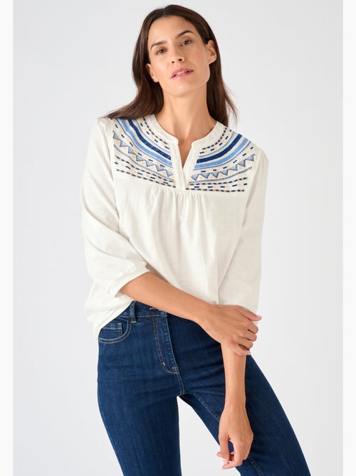 T-shirt ethnique pur coton - Damart - Kiabi