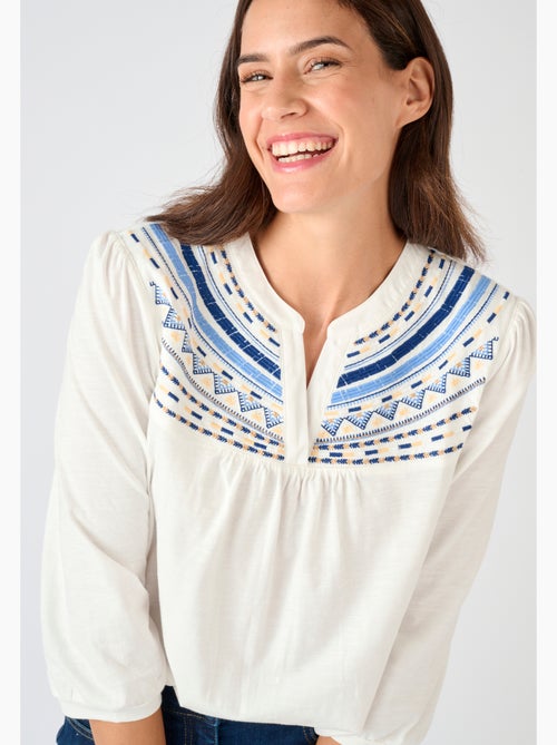 T-shirt ethnique pur coton - Damart - Kiabi