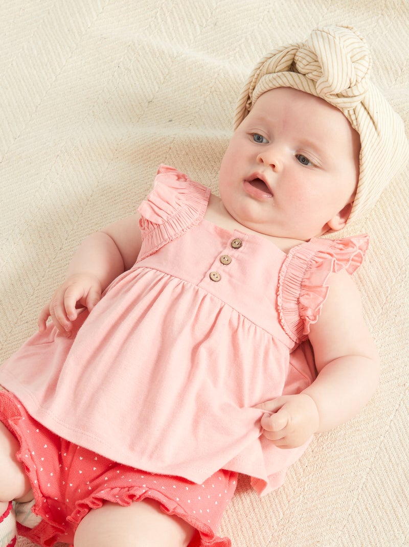 T-shirt évasé en voile de coton Rose - Kiabi