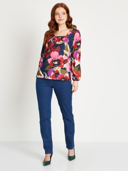 T-shirt évasé long col carré imprimé - Kiabi