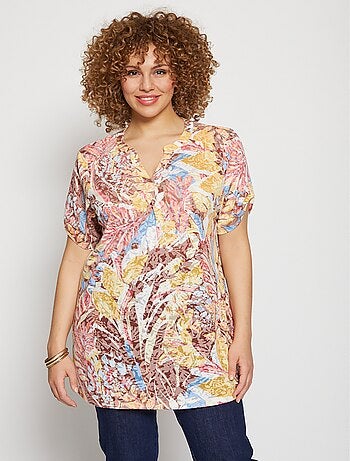 T-shirt évasé long maille dévorée