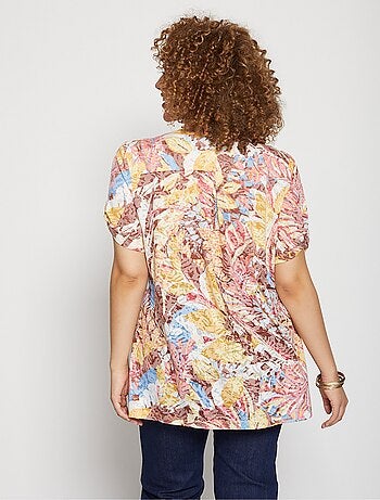 T-shirt évasé long maille dévorée