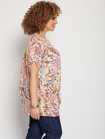 T-shirt évasé long maille dévorée