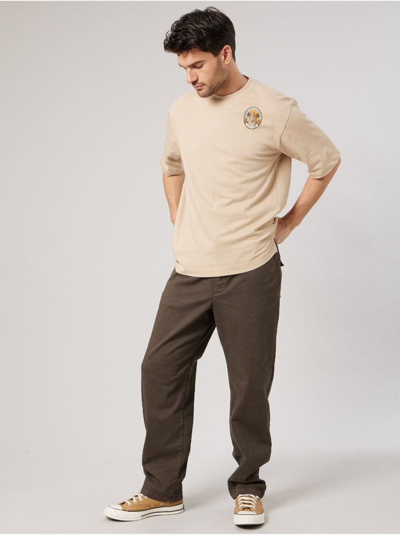 T-shirt extra loose homme en 100% coton 'deeluxe' Beige coquille - Kiabi