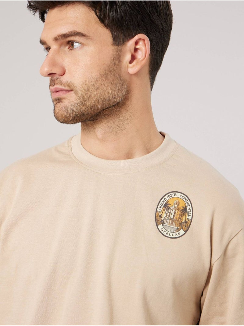 T-shirt extra loose homme en 100% coton 'deeluxe' Beige coquille - Kiabi