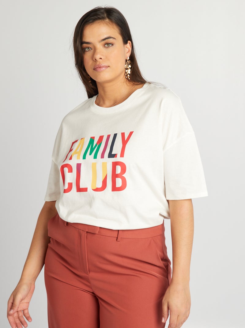T-shirt 'famille' manches courtes Blanc 'family club' - Kiabi