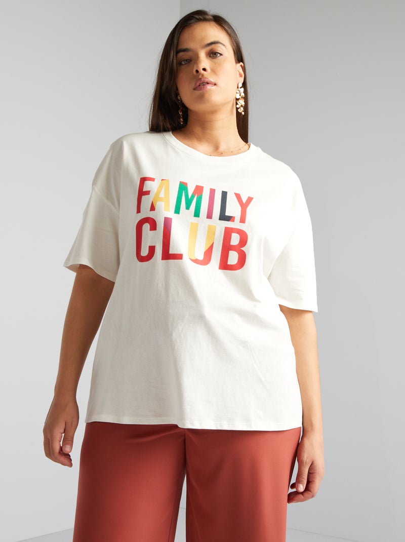 T-shirt 'famille' manches courtes Blanc 'family club' - Kiabi