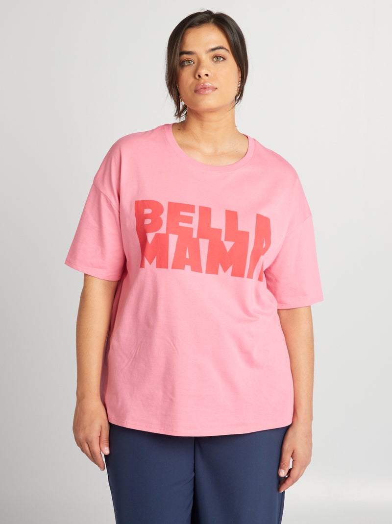 T-shirt 'famille' manches courtes Rose - Kiabi