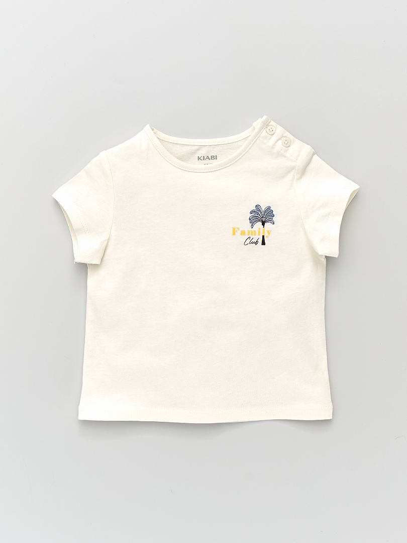 T-shirt 'family club' Blanc - Kiabi