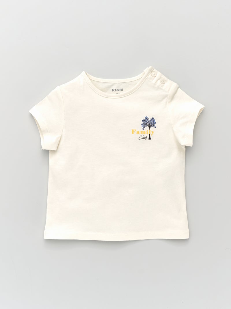 T-shirt 'family club' Blanc - Kiabi