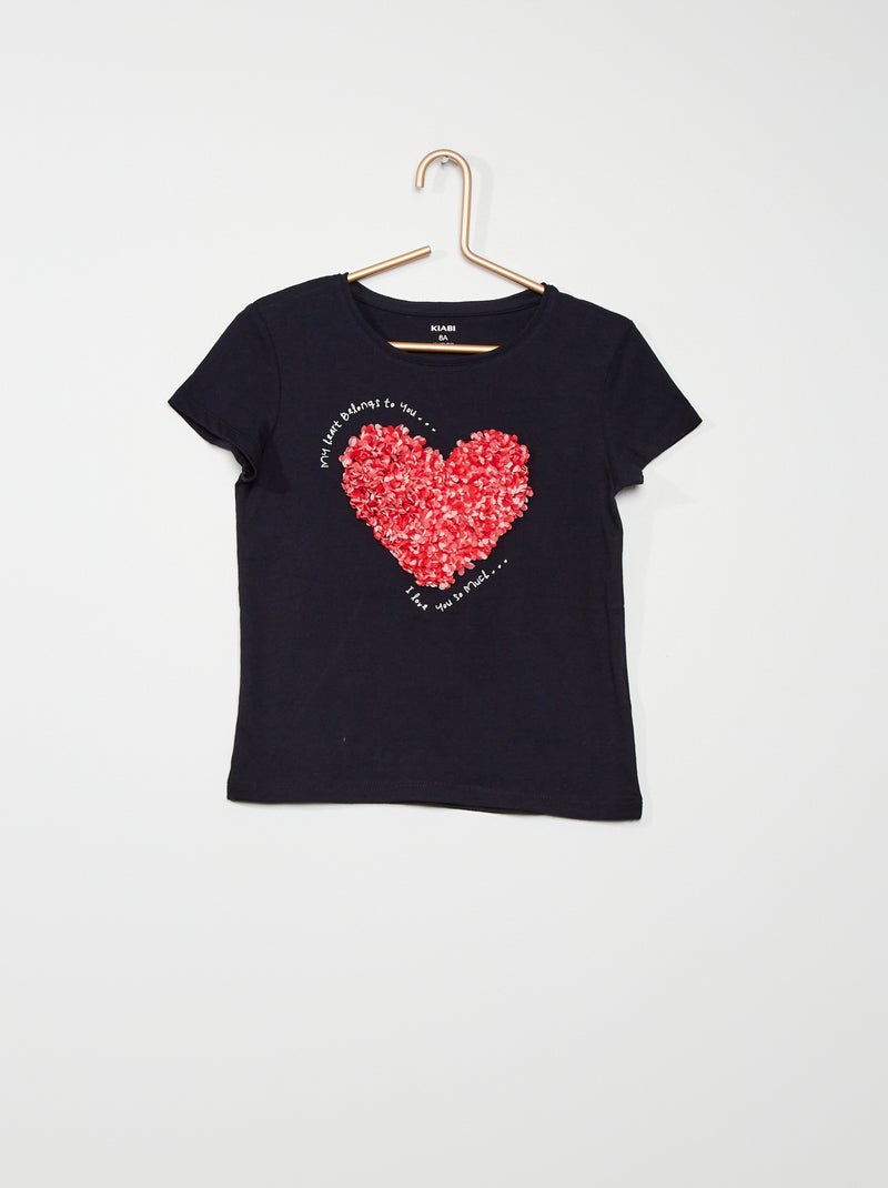 T-shirt fantaisie bleu marine - Kiabi