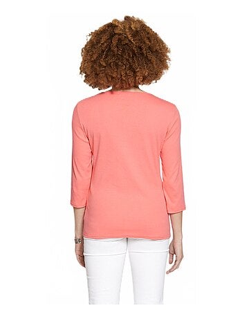 T-shirt fantaisie cloutée manches 3/4