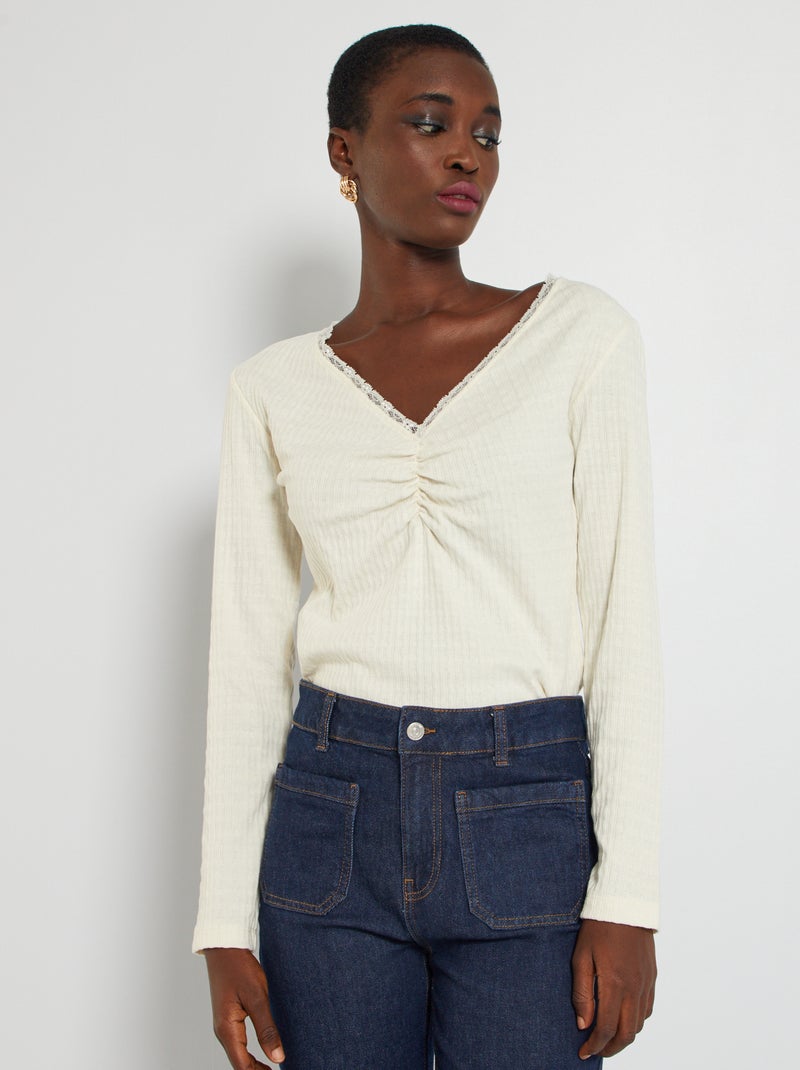 T-shirt fantaisie écru - Kiabi