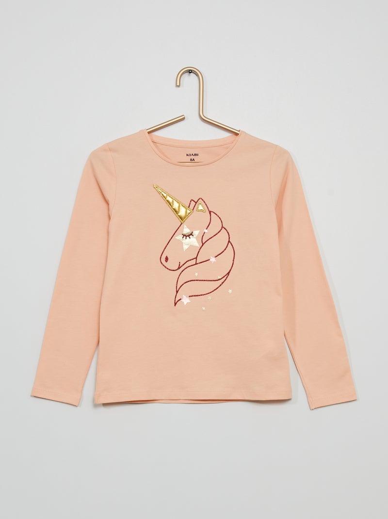 T-shirt fantaisie rose - Kiabi