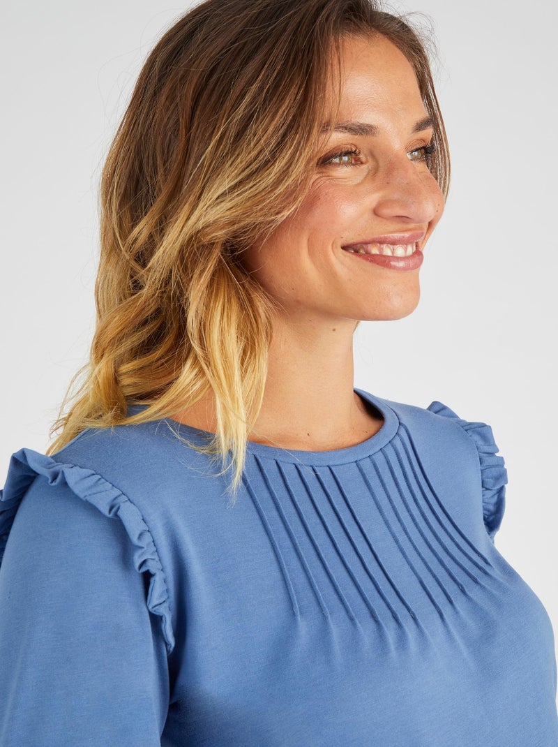 T-shirt fantaisie Thermolactyl - Damart Bleu - Kiabi