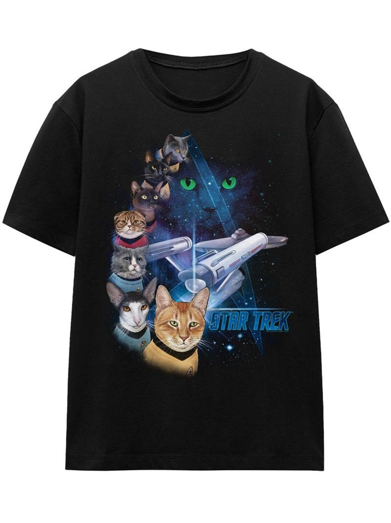 T-shirt feline galaxy - star trek Noir - Kiabi